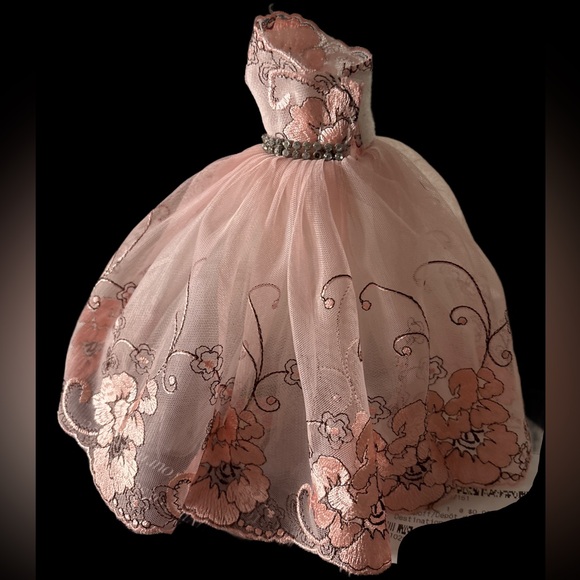 Elegant Pink Floral Doll Dress - Picture 5 of 7